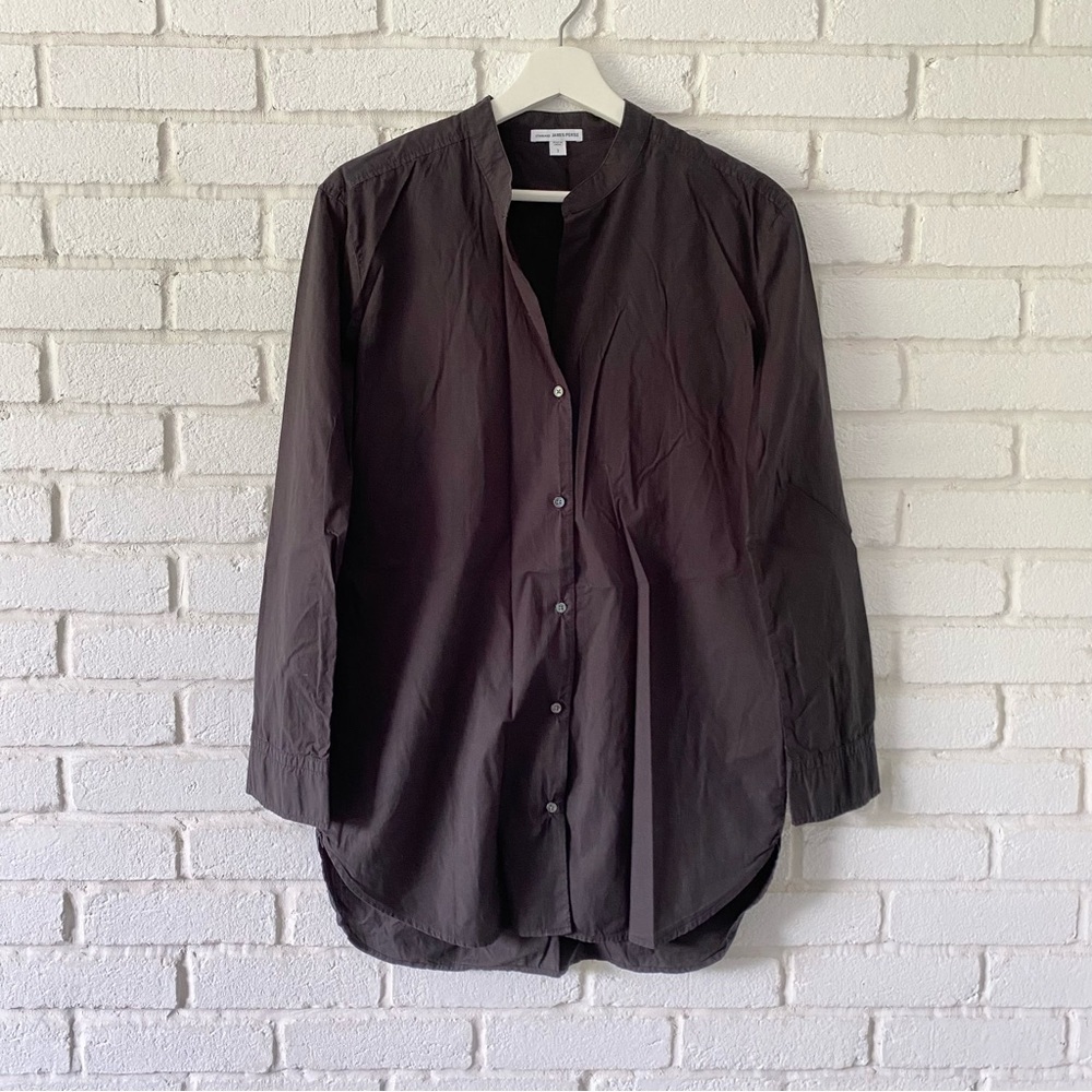 Standard James Perse black Mandarin Collar Button Down Shirt Top Women’s 1 Small